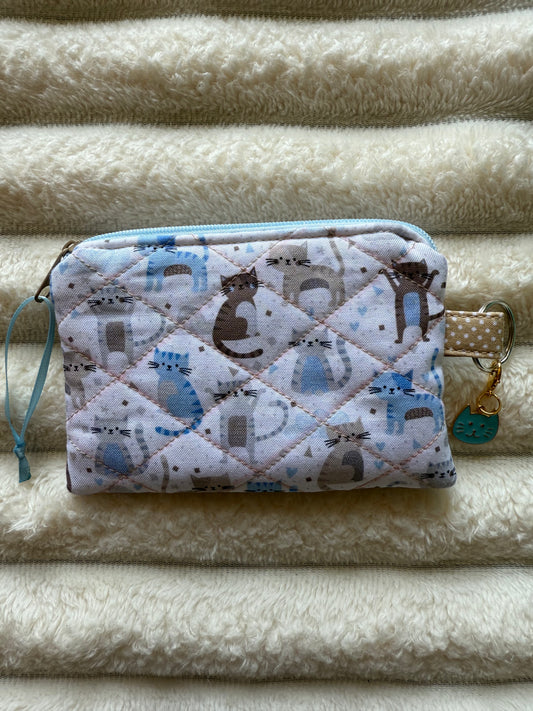 Beige & Blue Kitties Coin Purse
