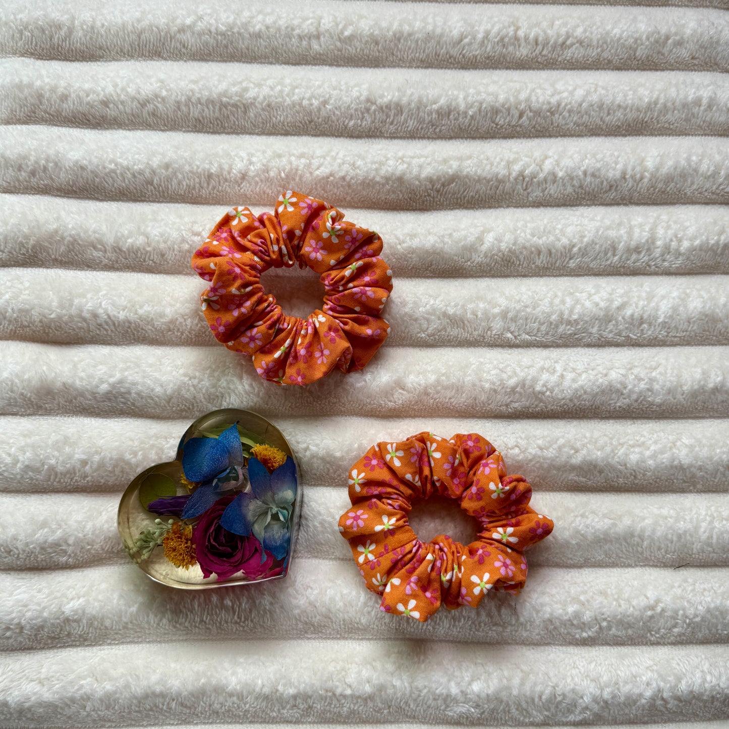 Orange Floral Scrunchie (Medium)
