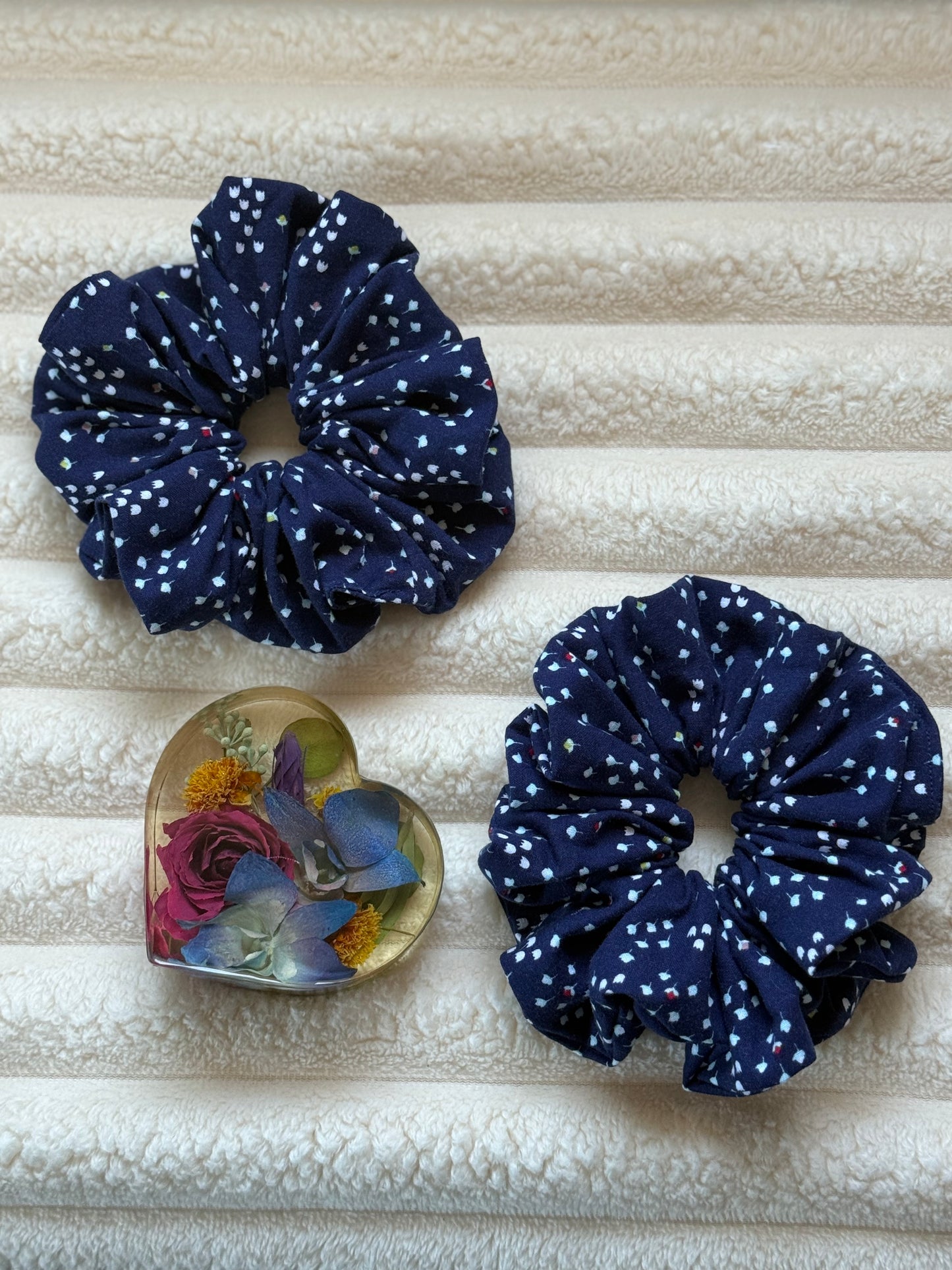 Navy Blue Tulip Scrunchie (Large)