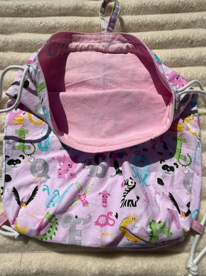 Letter and Friends Drawstring Backpack