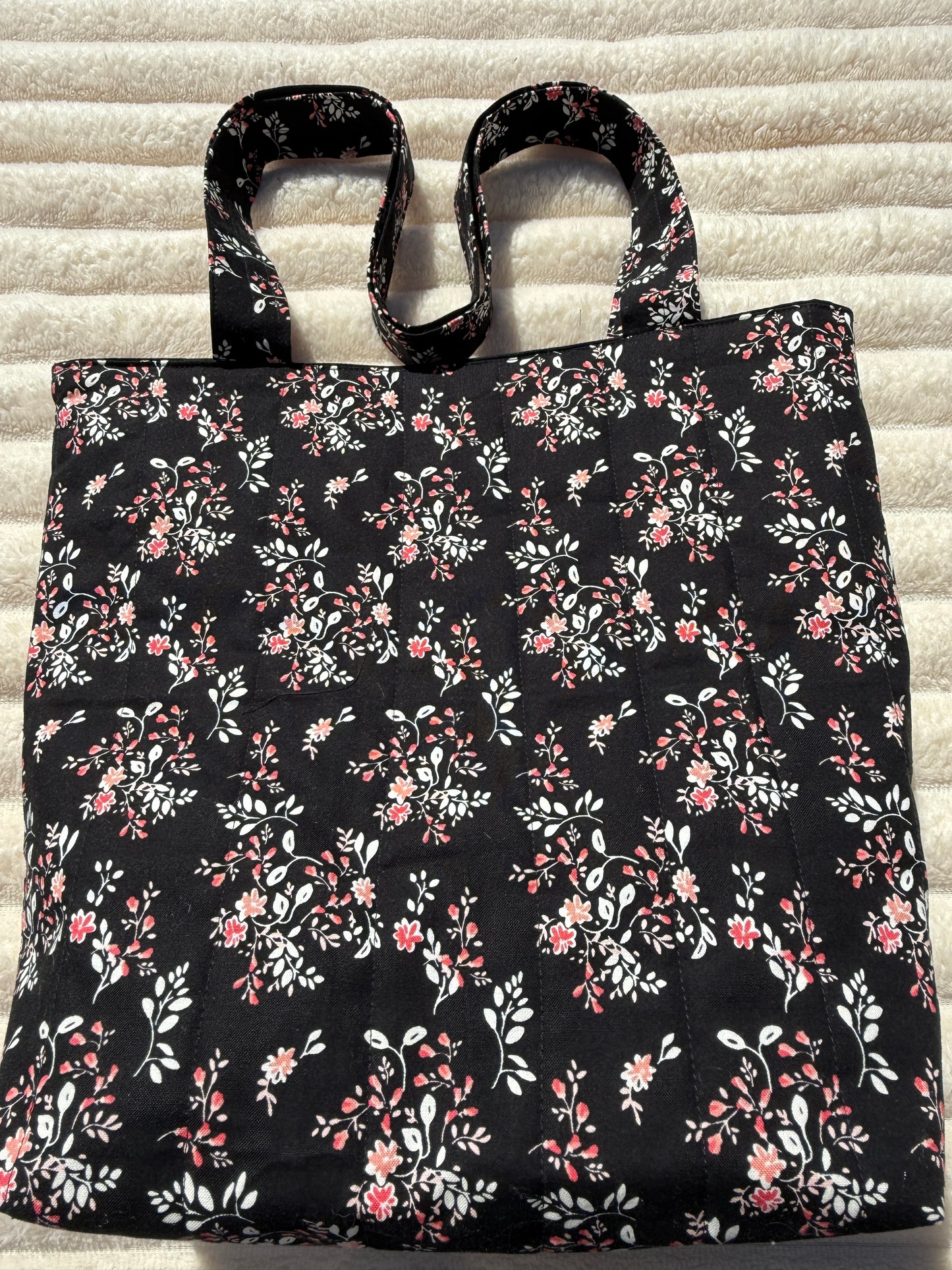 Blossoming Night Quilted Tote Bag