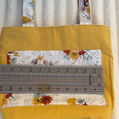 White Multi-Color Floral Quilted Tote Bag