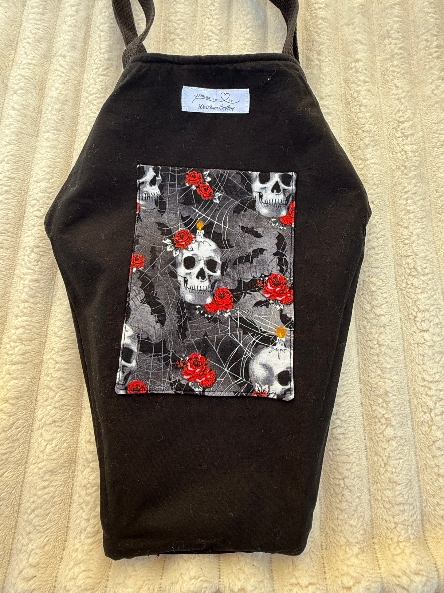 Skull & Rose Quilted Coffin Tote Bag