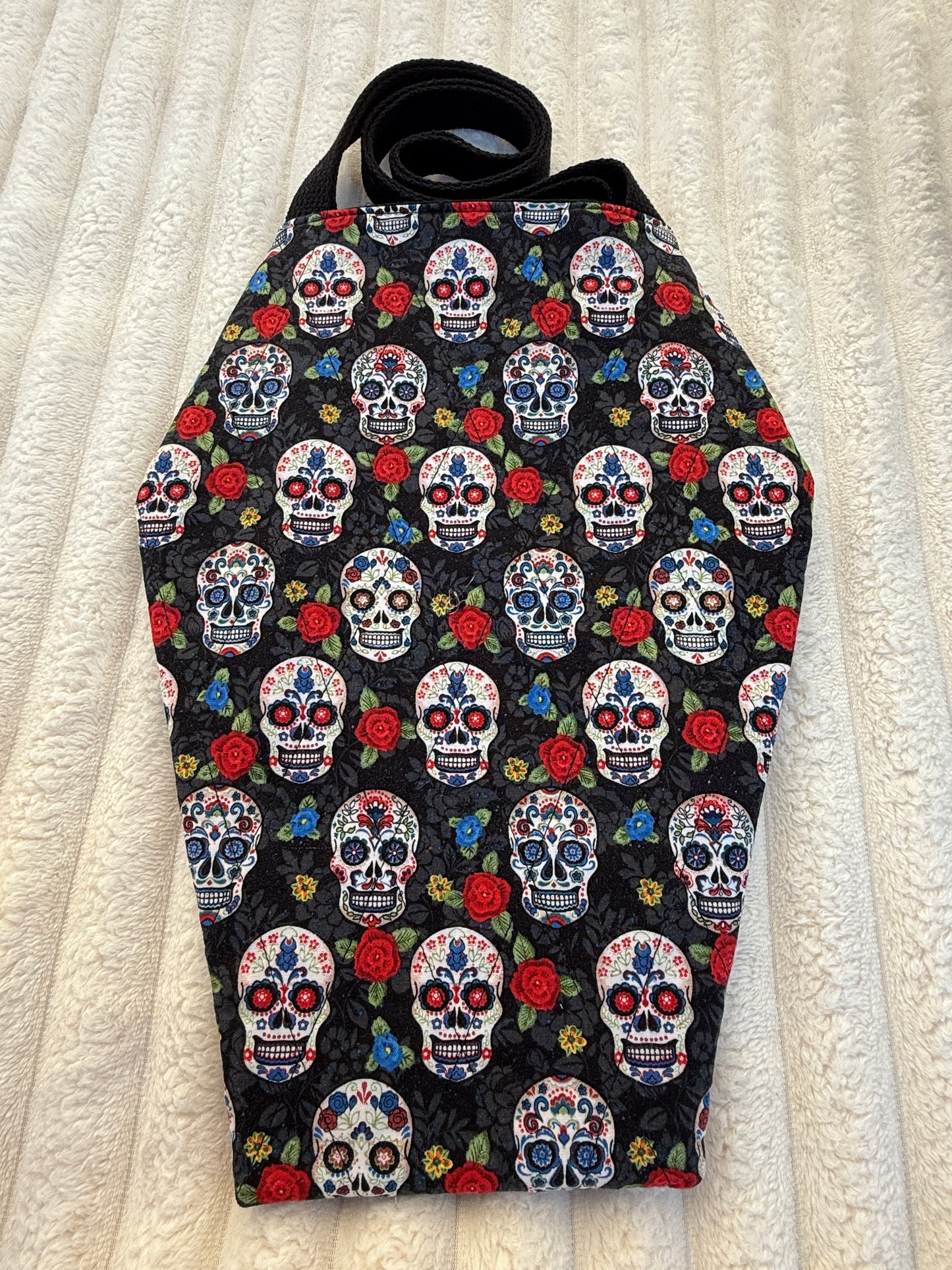 Sugar Skull Quilted Coffin Tote Bag