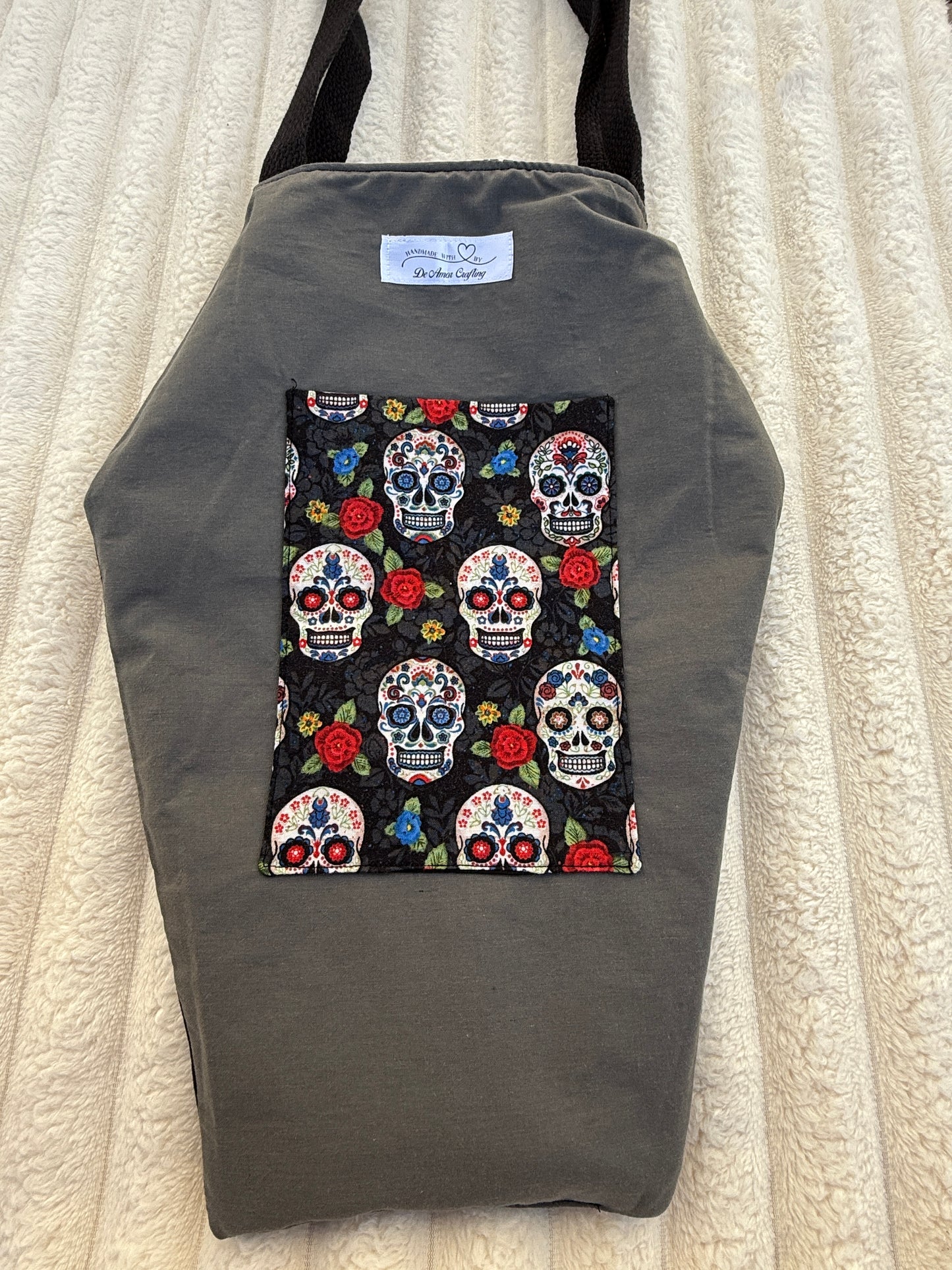 Sugar Skull Quilted Coffin Tote Bag