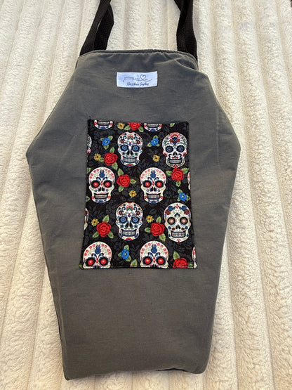 Sugar Skull Quilted Coffin Tote Bag