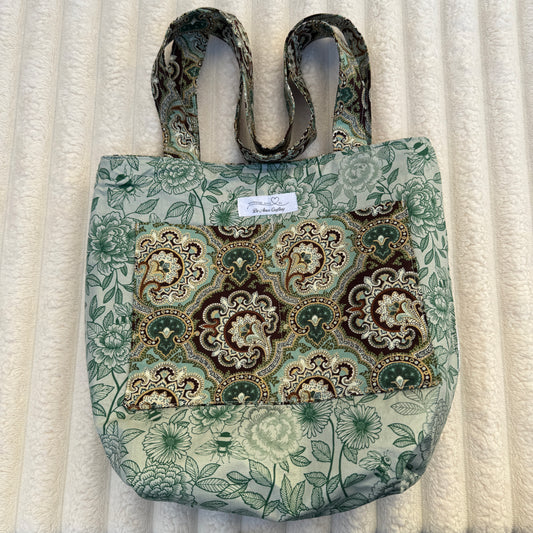 Green Quilted Tote Bag