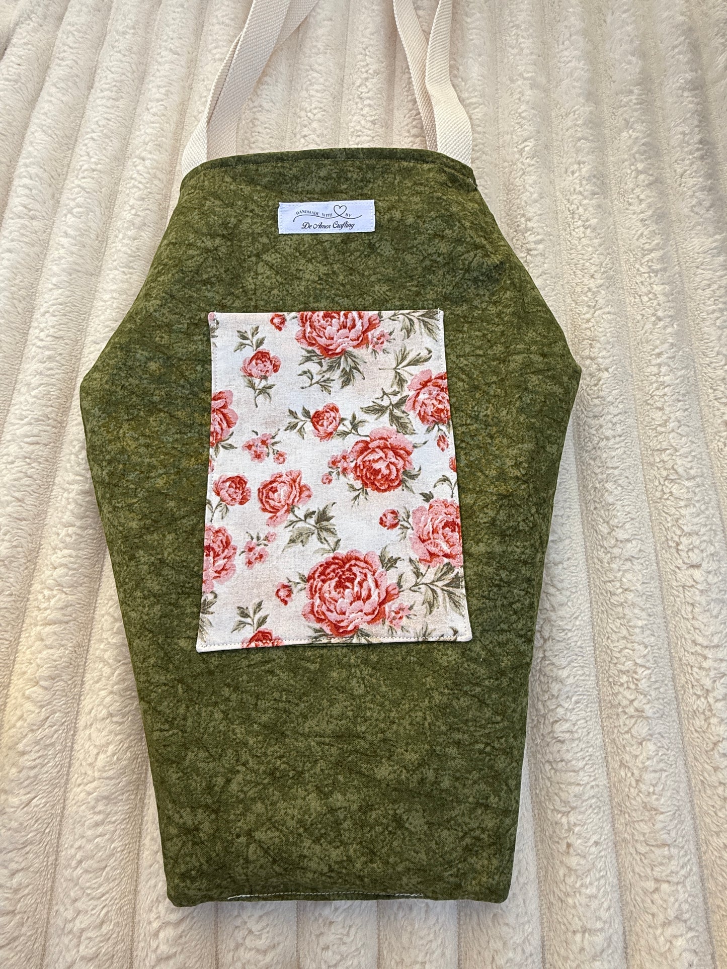 Vintage Roses Quilted Coffin Tote Bag