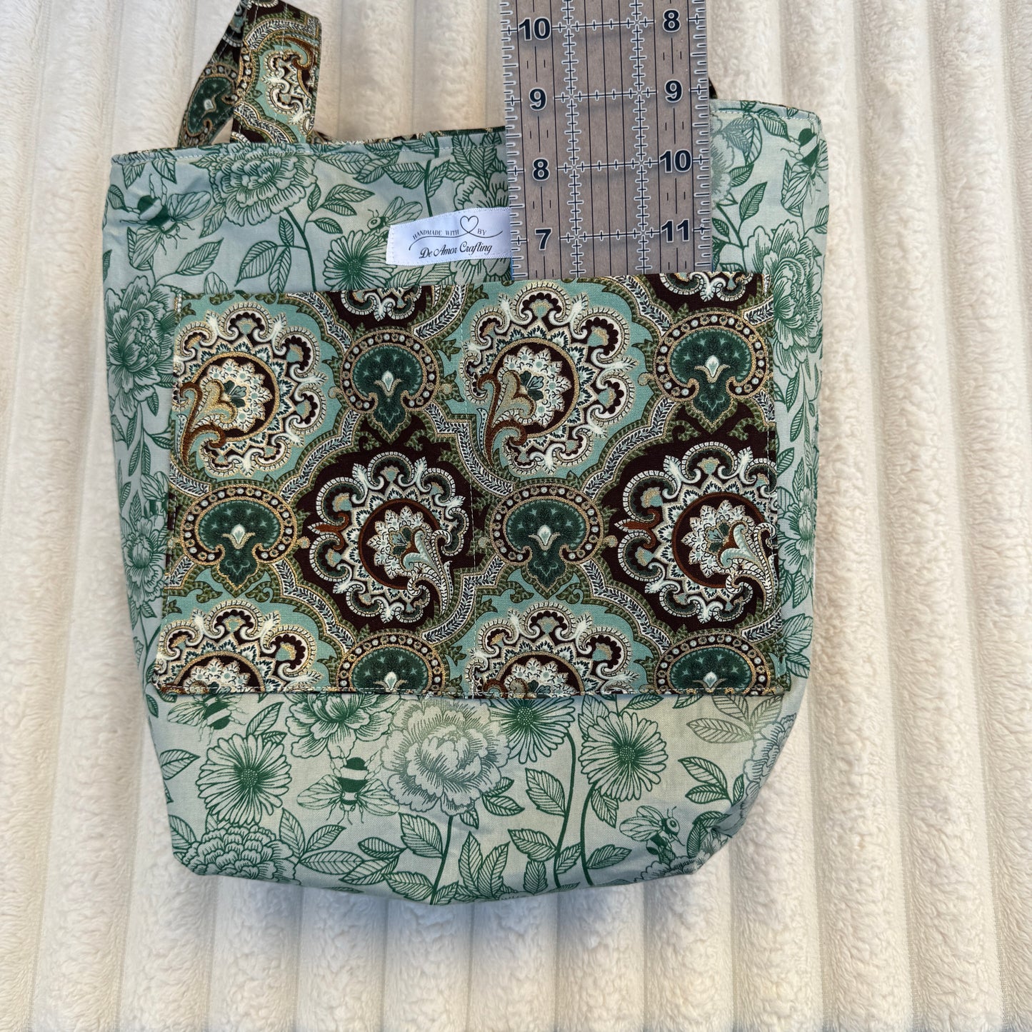 Green Quilted Tote Bag