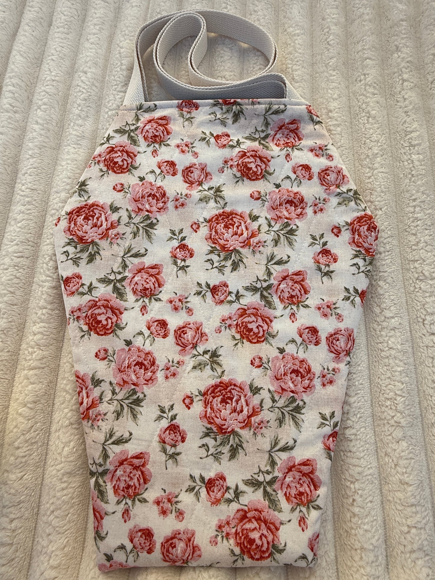Vintage Roses Quilted Coffin Tote Bag