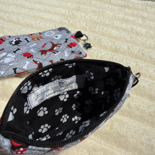 Grey Pups and Paws Coin Purse