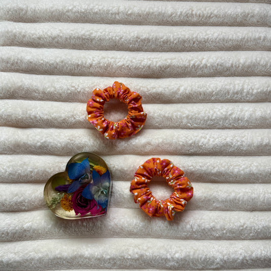 Orange Floral Scrunchie (Mini)
