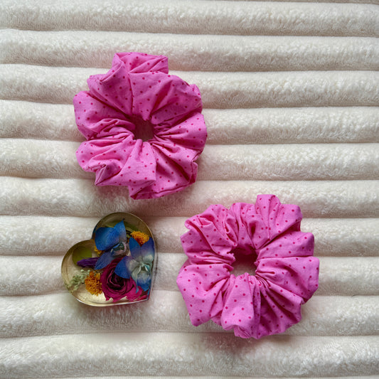 Baby Pink Polka-Dots Scrunchie (Large)