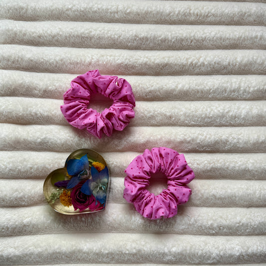 Baby Pink Polka-Dots Scrunchie (Medium)