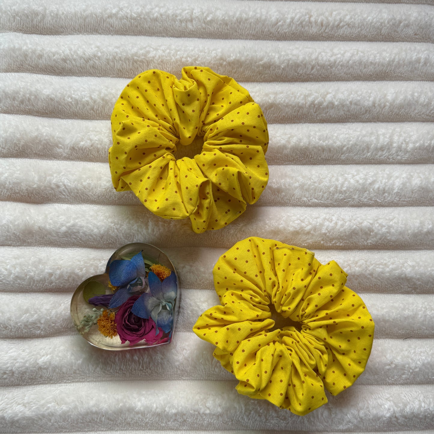 Yellow Polka-Dots Scrunchie (Large)