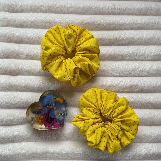 Yellow Polka-Dots Scrunchie (Large)