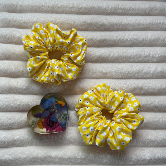 Yellow Floral Scrunchie (Large)