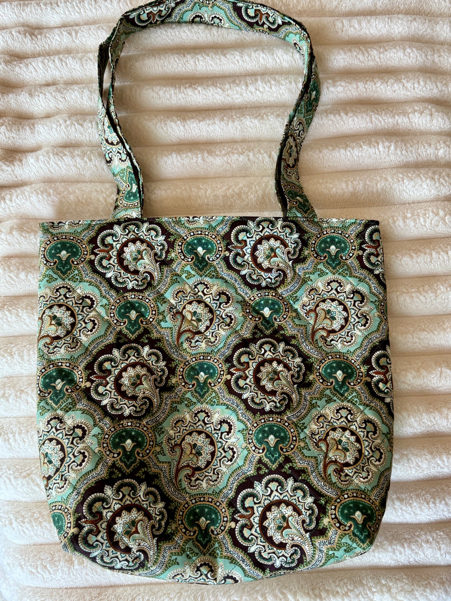 Green Quilted Tote Bag
