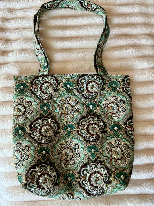 Green Quilted Tote Bag