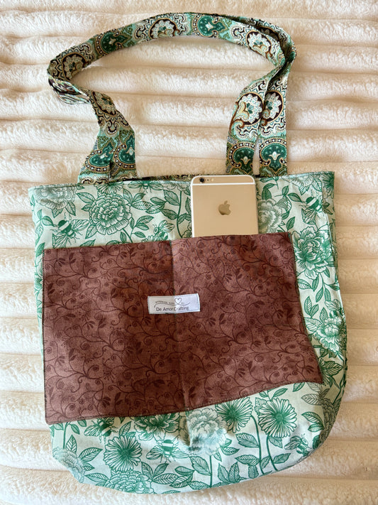 Green Quilted Tote Bag