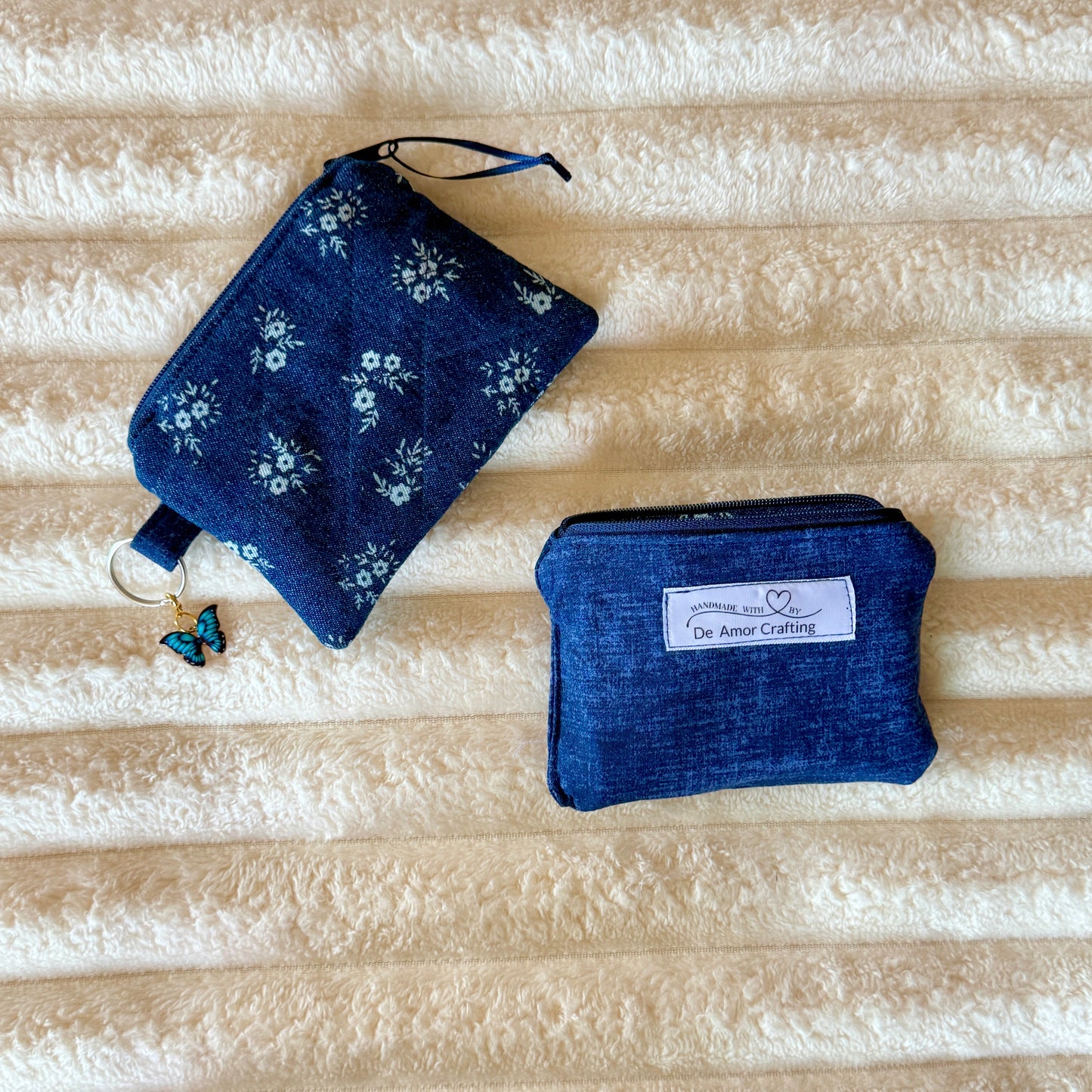 Dark-Blue Floral Coin Purse