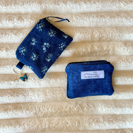Dark-Blue Floral Coin Purse