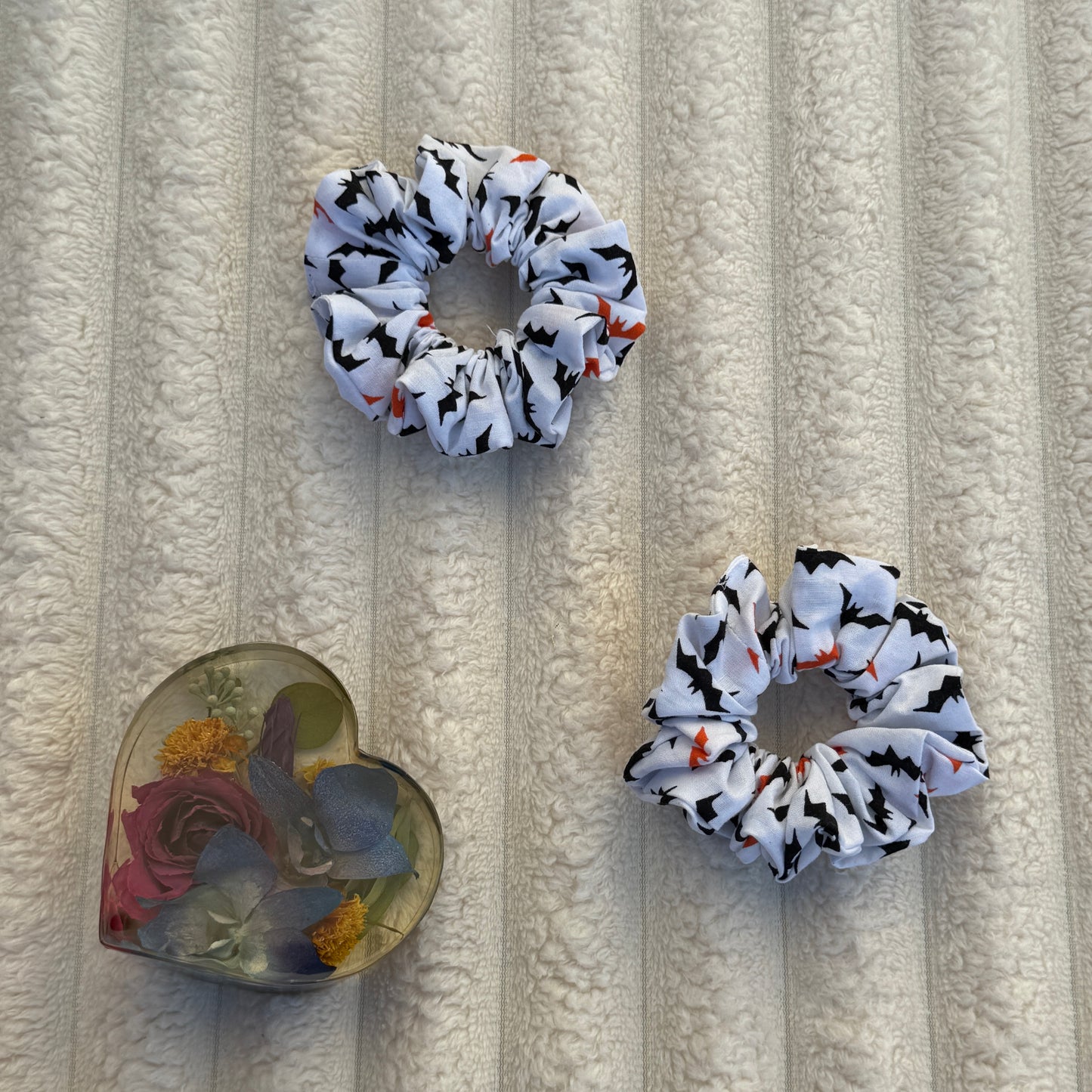 White Bats Scrunchie (Medium)