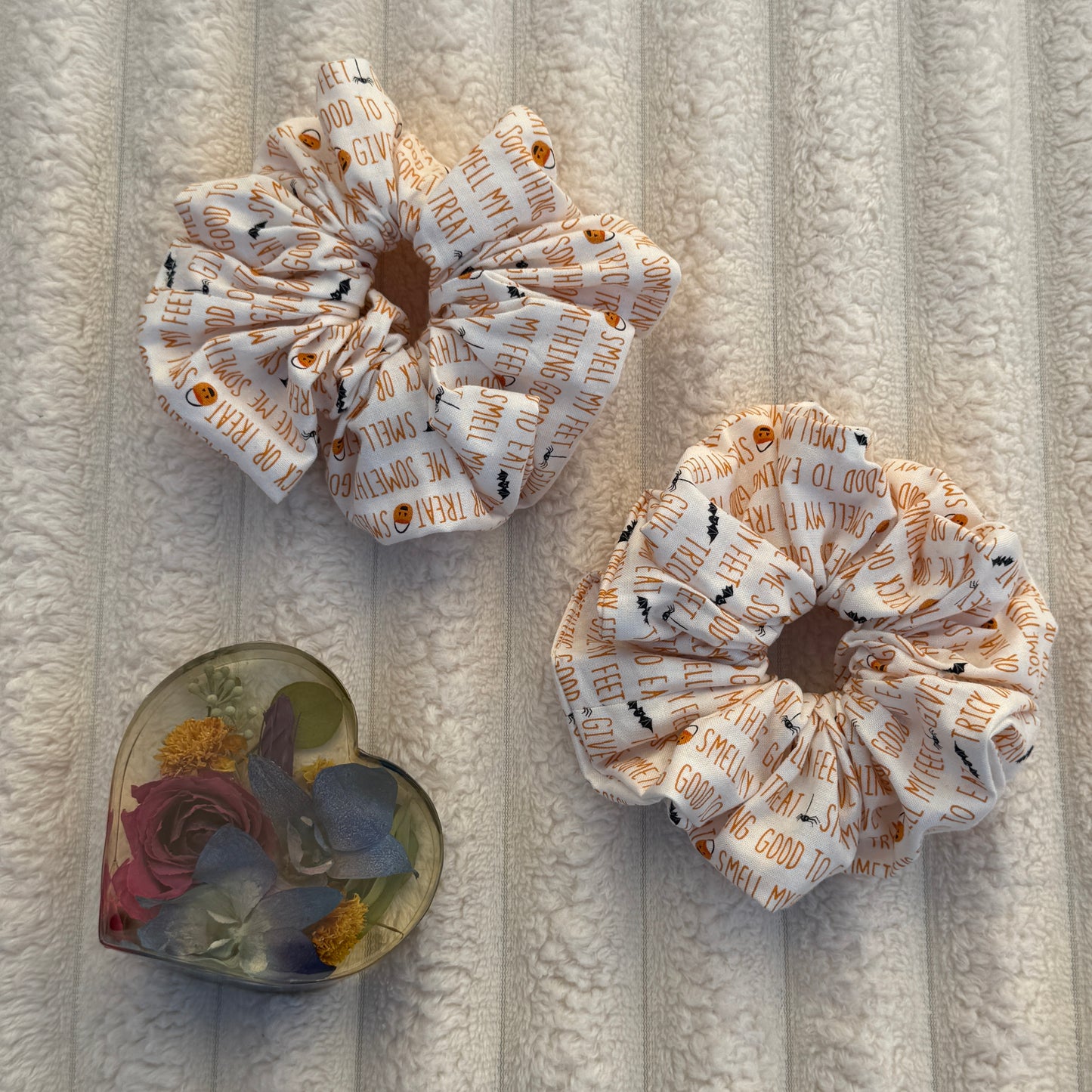 White Trick or Treat Scrunchie (Large)
