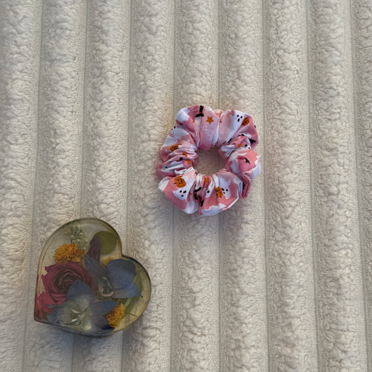 Pink Halloween Ghost Scrunchie (Medium)