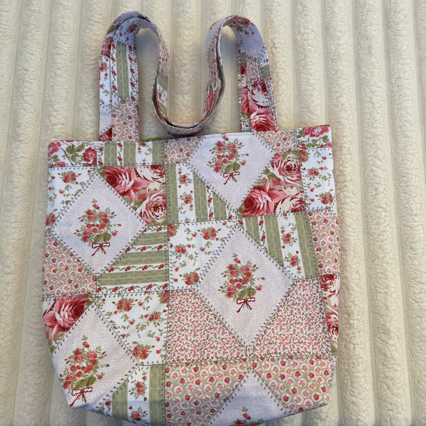 Vintage Rose Quilted Tote Bag
