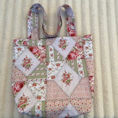 Vintage Rose Quilted Tote Bag