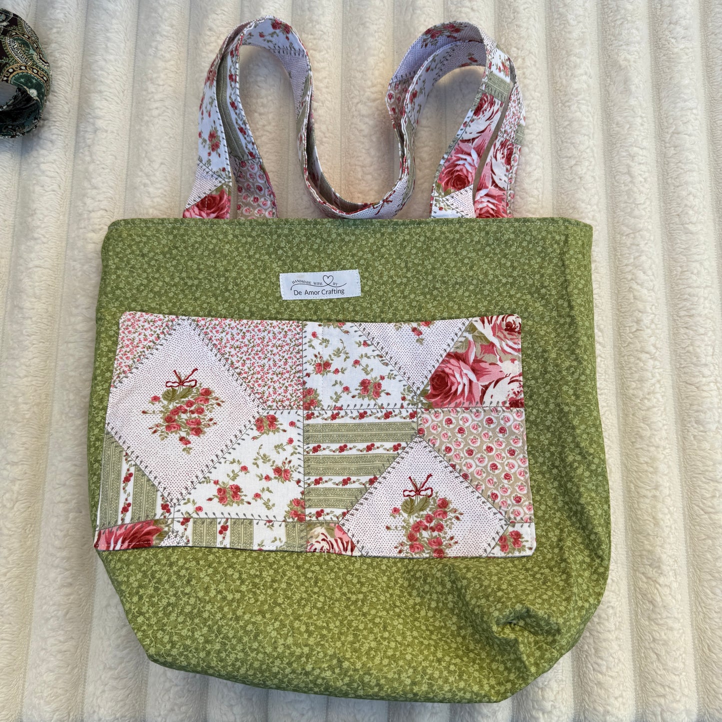 Vintage Rose Quilted Tote Bag