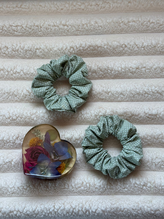 Olive Green Polka-Dot Scrunchie (Medium)